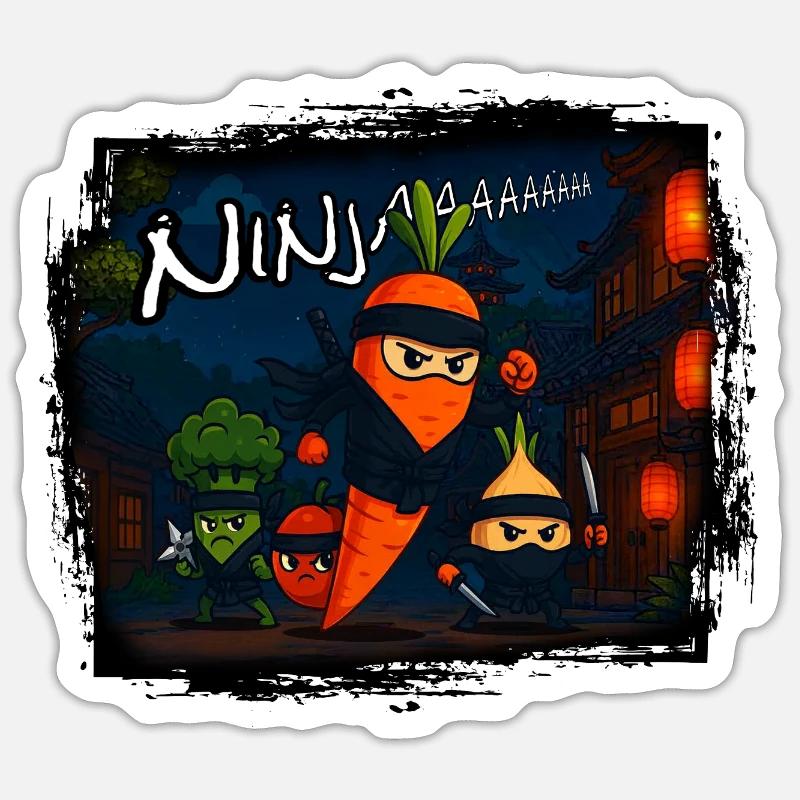 Carrot Ninja - Sticker size S (10 x 10 cm) - white matte