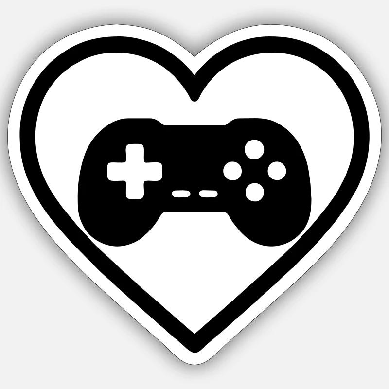 Heart Retrogaming – Conception vintage de manette Sticker taille S (10 x 10 cm)