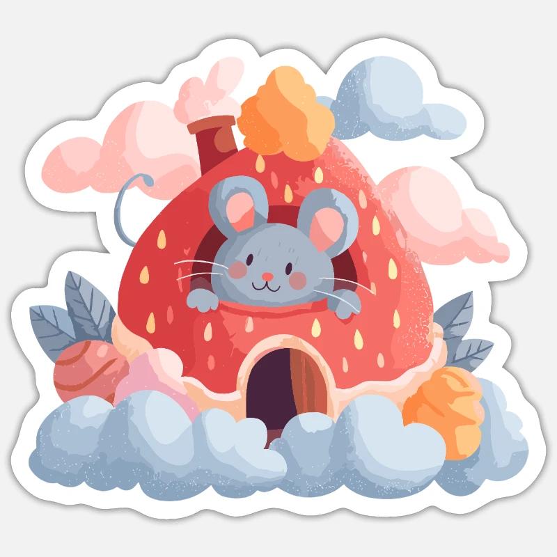 Strawberry House Mouse Magic - Sticker size S (10 x 10 cm) - white matte