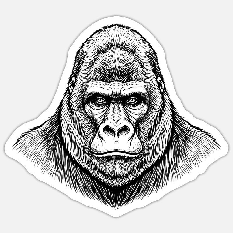 Gorilla - Sticker Größe S (10 x 10 cm) - Mattweiß
