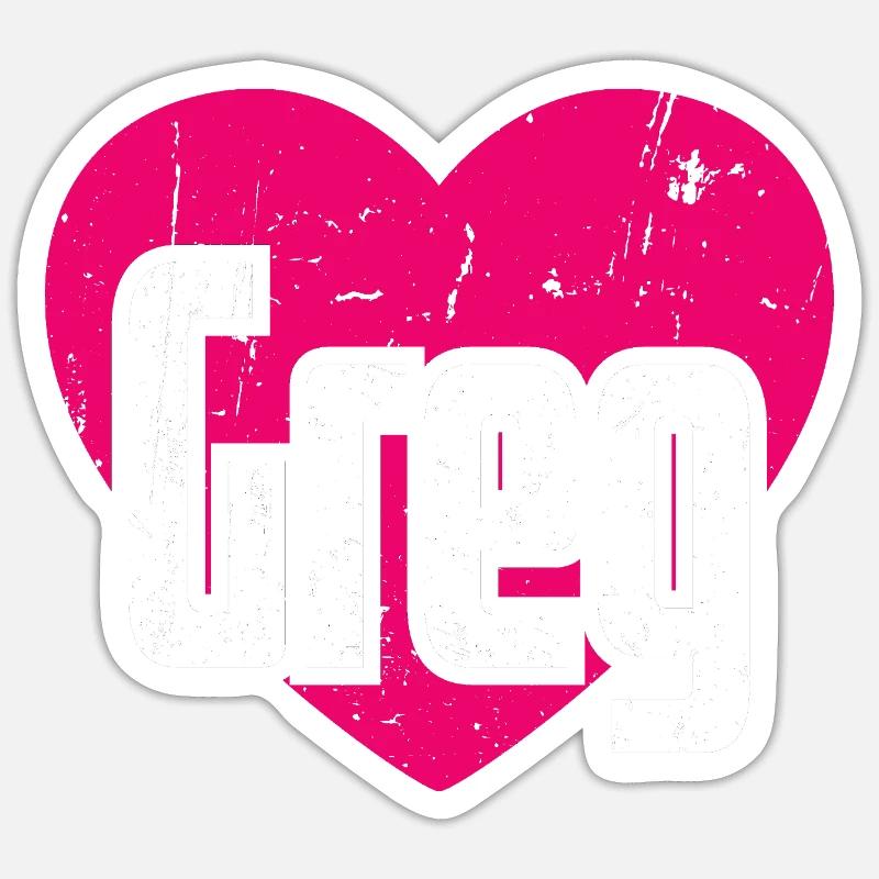 J’aime Greg Coeur rose J’aime Greg - Sticker taille S (10 x 10 cm) - blanc mat