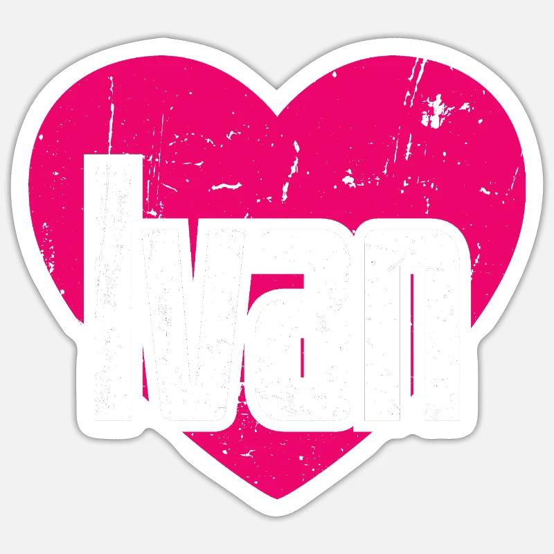 J’aime Ivan Coeur Rose J’aime Ivan - Sticker taille S (10 x 10 cm) - blanc mat