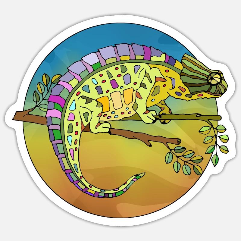 Chamäleon - Sticker Größe S (10 x 10 cm) - Mattweiß