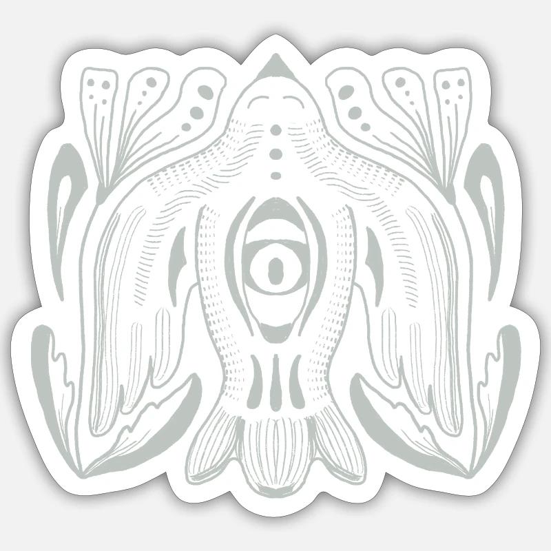 Œil de style mandala avec tentacules - Sticker taille S (10 x 10 cm) - blanc mat
