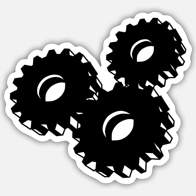 Zahnrad - Sticker Größe S (10 x 10 cm) - Mattweiß