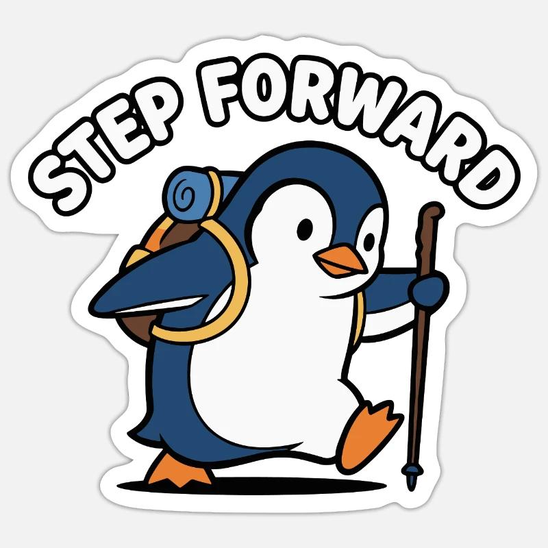 Forward Step Penguin Sticker size S (10 x 10 cm)
