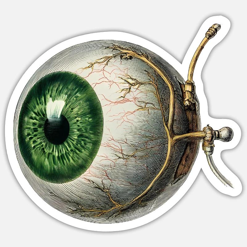 Œil anatomique à iris vert – Style vintage Sticker taille S (10 x 10 cm)