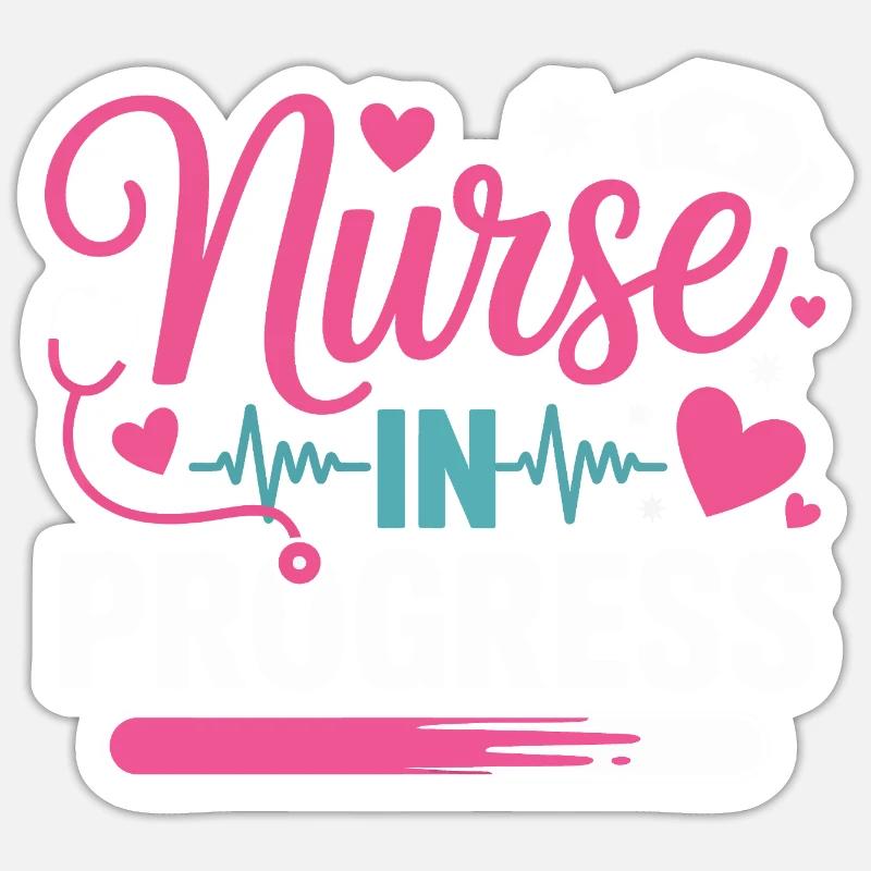 Nurse In Progress Pink Blau - Sticker Größe S (10 x 10 cm) - Mattweiß