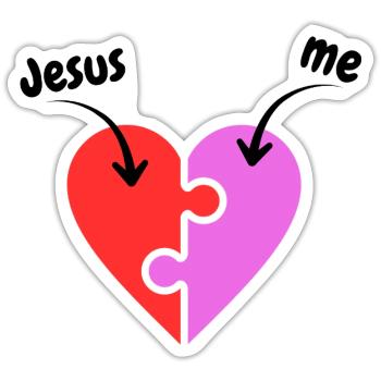 Jesus & me - Heart - Puzzle - Christian - Sticker size S (10 x 10 cm) - white matte - Front