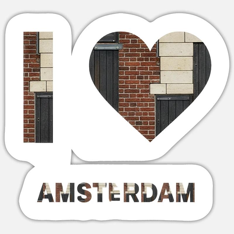 Amsterdam Brick Heart Emblem Tee Sticker Größe S (10 x 10 cm)