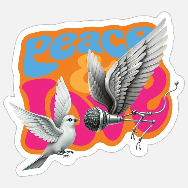 TAUBENINTERVIEW – Frieden & Liebe - Sticker Größe S (10 x 10 cm) - Mattweiß