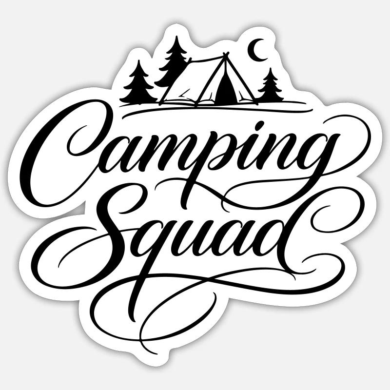 Tente de camping - Sticker taille S (10 x 10 cm) - blanc mat
