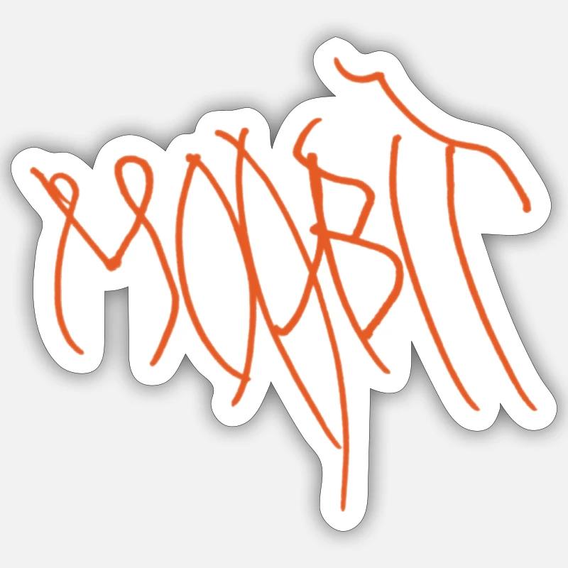 Orangene Graffiti Linien Moabit Berlin Sticker Größe S (10 x 10 cm)