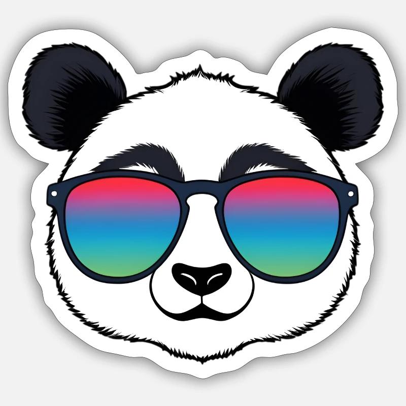 Lunettes de soleil arc-en-ciel Panda - Sticker taille S (10 x 10 cm) - blanc mat