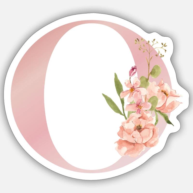 C-Blütenpastellmonogramm - Sticker Größe S (10 x 10 cm) - Mattweiß