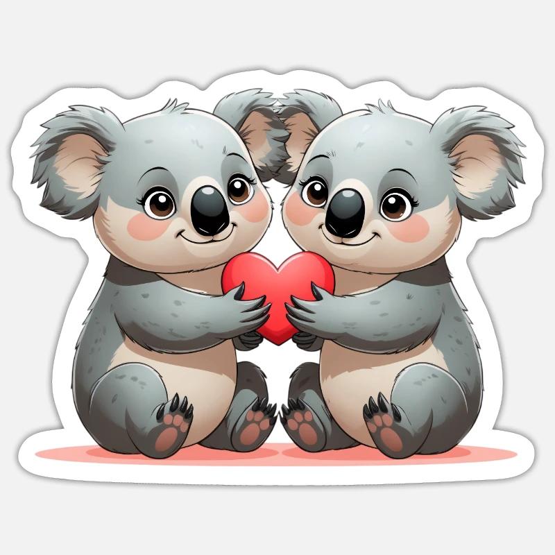 Koalas mit Herz: Freundschaft - Sticker Größe S (10 x 10 cm) - Mattweiß