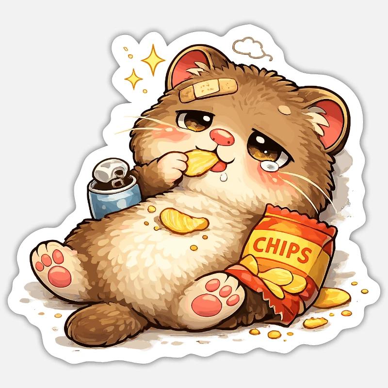 Chat amoureux des biscuits - Sticker taille S (10 x 10 cm) - blanc mat