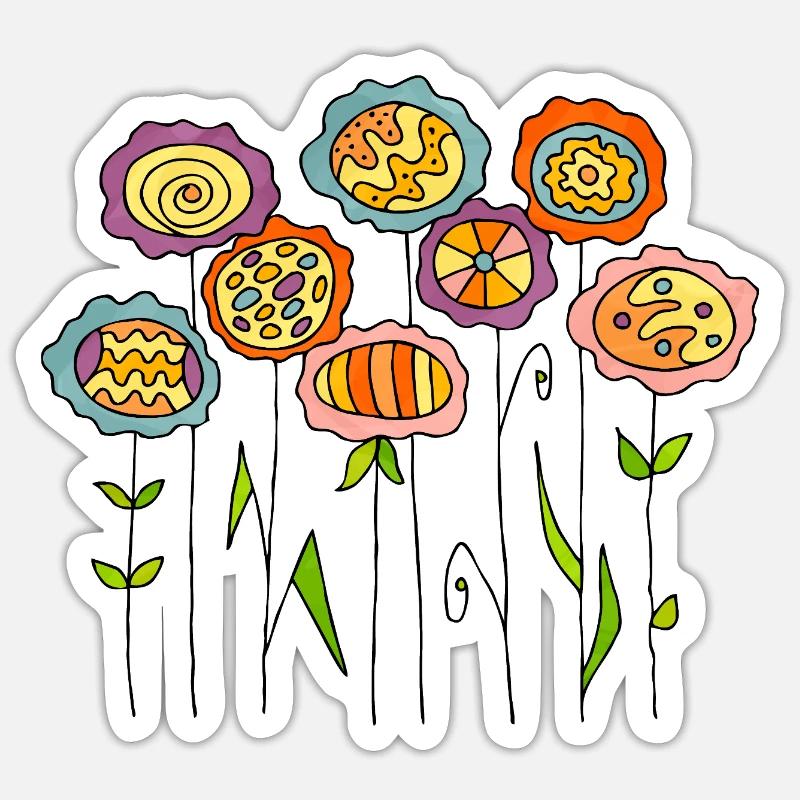Fleur - Sticker taille S (10 x 10 cm) - blanc mat