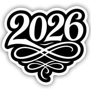 2026 year - Sticker size S (10 x 10 cm) - white matte - Front