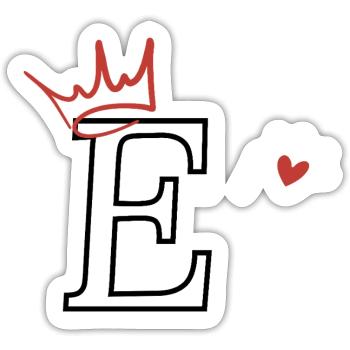 Buchstabe e Kronenherz - Sticker Größe S (10 x 10 cm) - Mattweiß - Vorne