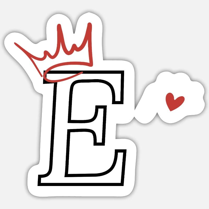 Buchstabe e Kronenherz - Sticker Größe S (10 x 10 cm) - Mattweiß