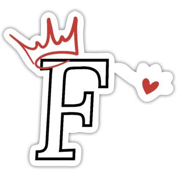 Buchstabe f Kronenherz - Sticker Größe S (10 x 10 cm) - Mattweiß - Vorne
