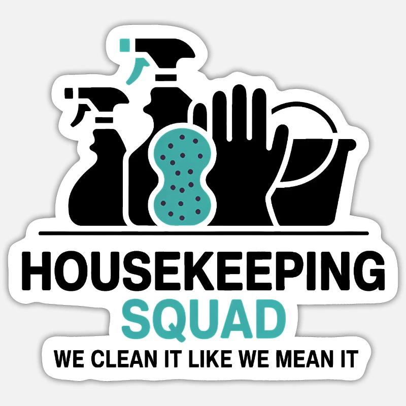 Lustiges Putzen Design - Sticker Größe S (10 x 10 cm) - Mattweiß