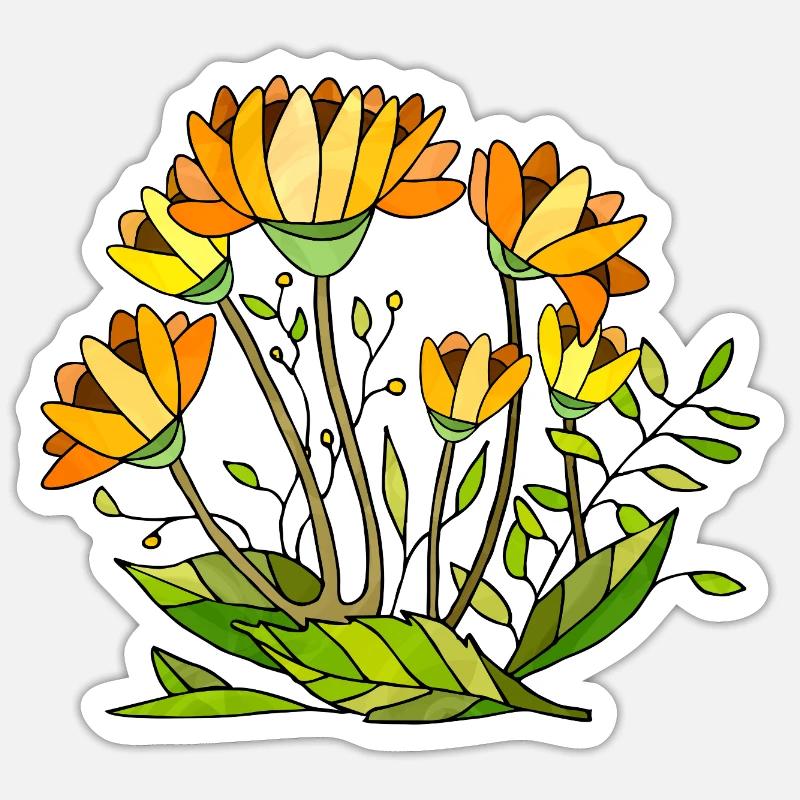 Blumen - Sticker Größe S (10 x 10 cm) - Mattweiß