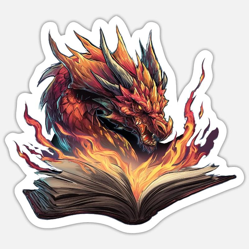 Drachenbuch Transformationsfeuer-Design Sticker Größe S (10 x 10 cm)