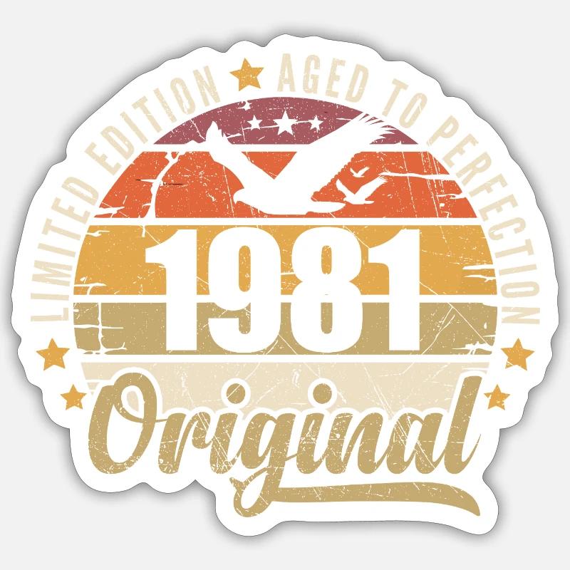 1981 Cadeau d'anniversaire 1981 Original 1981 - Sticker taille S (10 x 10 cm) - blanc mat