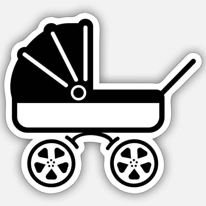 Kinderwagen - Sticker Größe S (10 x 10 cm) - Mattweiß