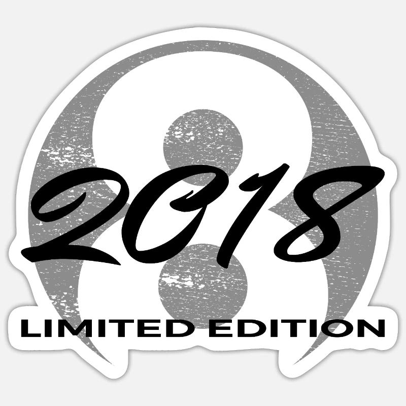 8. Geburtstag 2018 Jungen und Mädchen Geschenk - Sticker Größe S (10 x 10 cm) - Mattweiß
