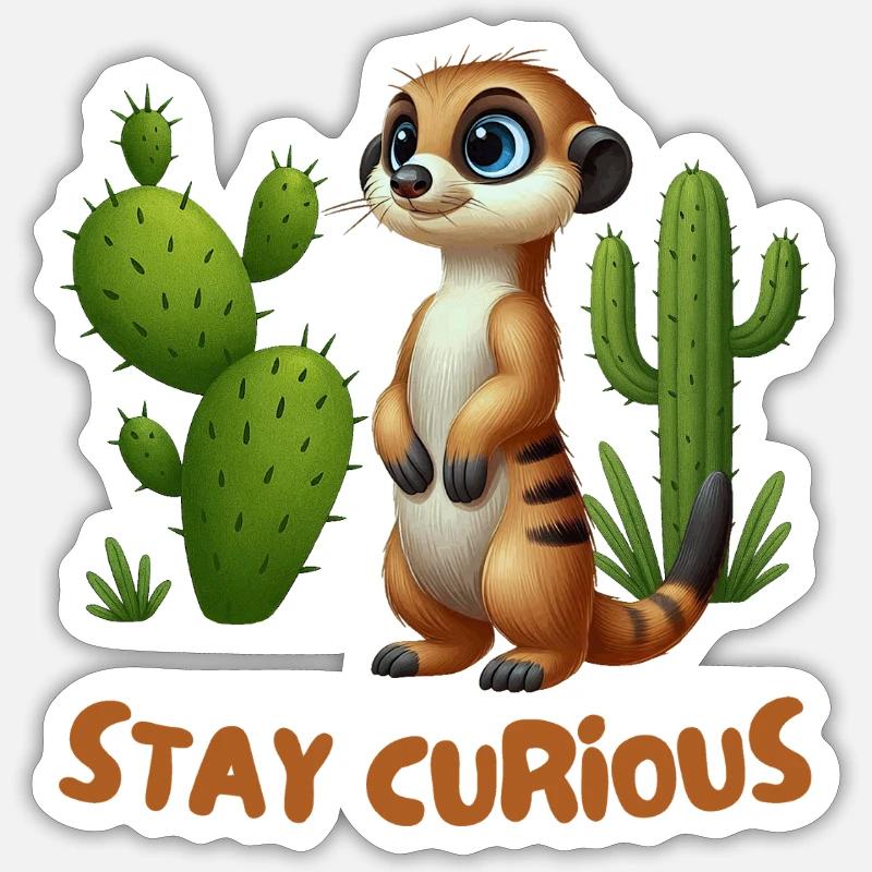 Petit suricate dans le jardin de cactus Sticker taille S (10 x 10 cm)