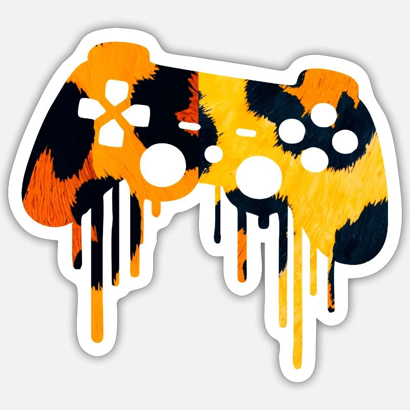 Leopard Print Gaming player - Sticker size S (10 x 10 cm) - white matte
