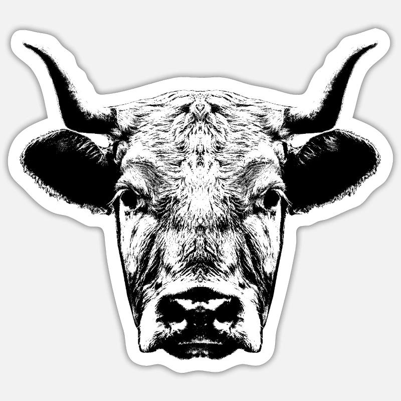 Kuh / Kopf - Sticker Größe S (10 x 10 cm) - Mattweiß