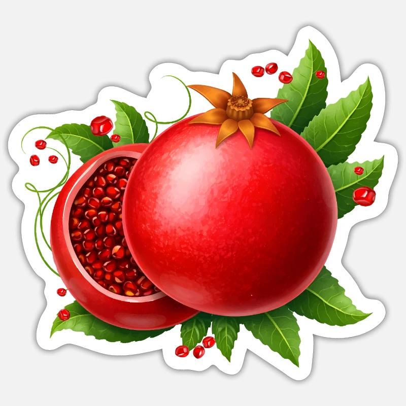 Grenade avec des feuilles - Sticker taille S (10 x 10 cm) - blanc mat
