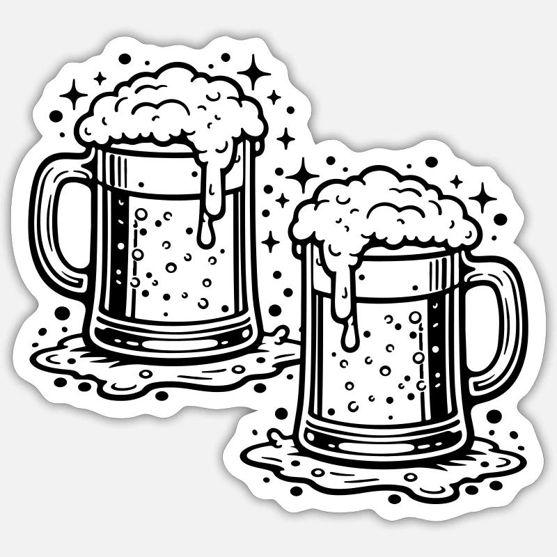Bierglas Bier Saufen - Sticker Größe S (10 x 10 cm) - Mattweiß
