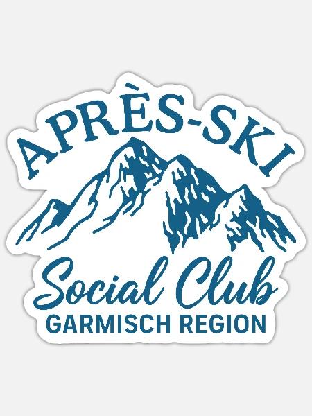 Apres Ski Social Club Garmisch Region - Sticker Größe S (10 x 10 cm) - Mattweiß