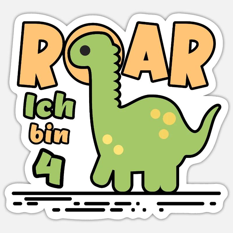 Dinosaure du 4e anniversaire Sticker taille S (10 x 10 cm)