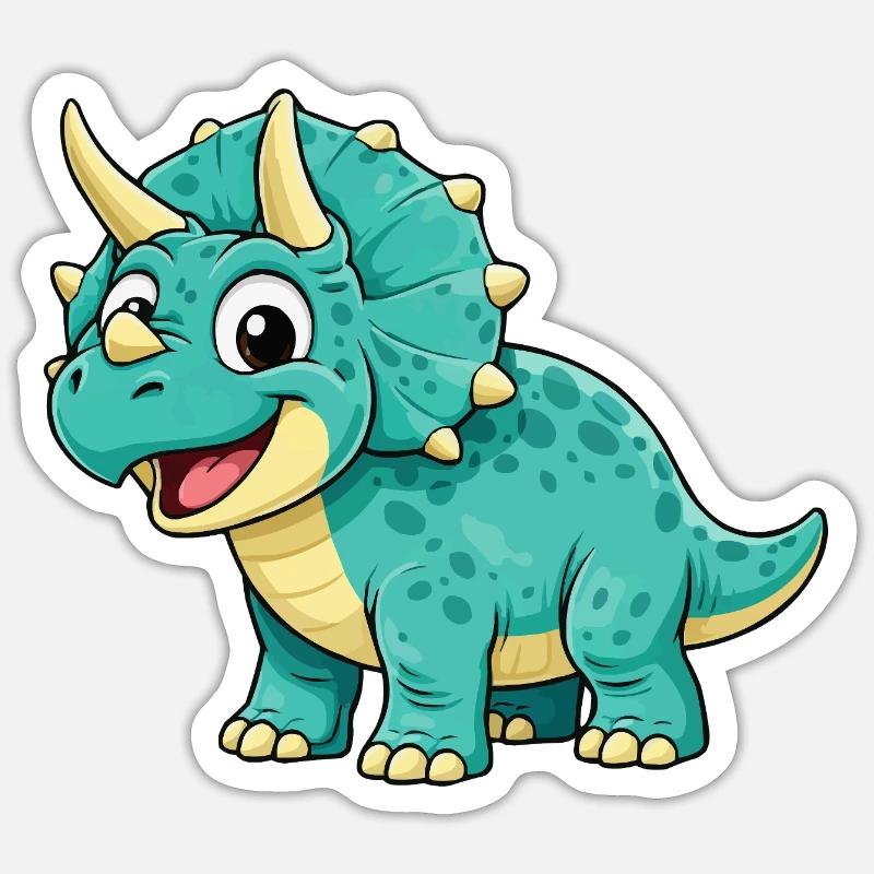 Triceratops Dino Comic - Sticker size S (10 x 10 cm) - white matte