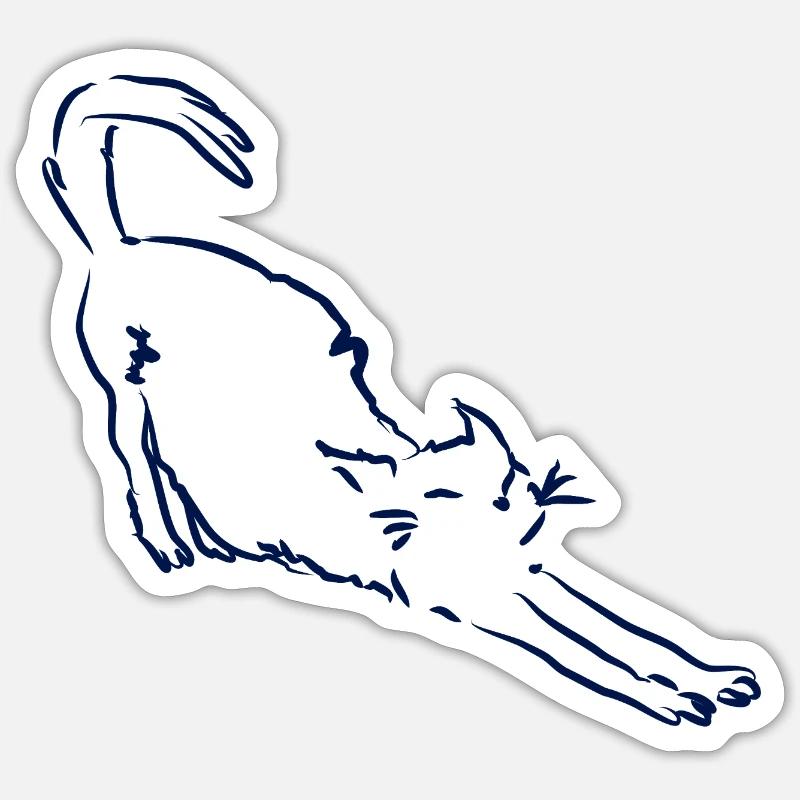 Katze streckt sich - Sticker Größe S (10 x 10 cm) - Mattweiß