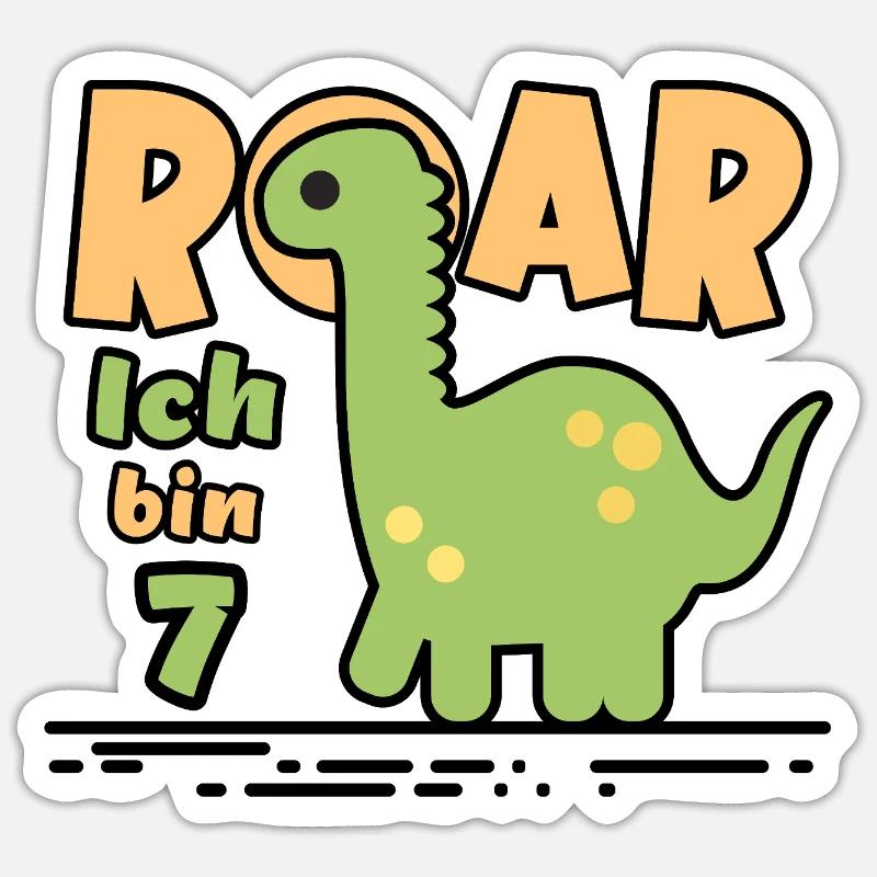 7th Birthday Dinosaur - Sticker size S (10 x 10 cm) - white matte