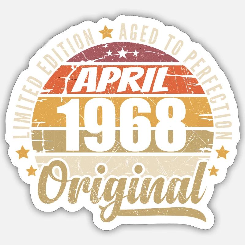 April 1968 Birthday Gift - Sticker size S (10 x 10 cm) - white matte