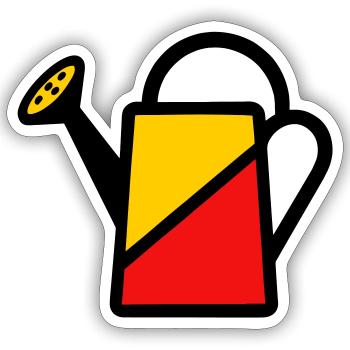 Two-tone watering can tool vegetable gardener - Sticker size S (10 x 10 cm) - white matte - Front