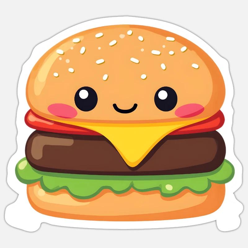 hamburger - Sticker taille S (10 x 10 cm) - blanc mat