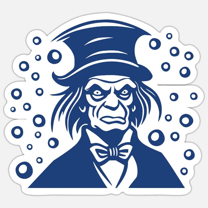 Ebenezer Scrooge Flat Portrait Graphic - Sticker size S (10 x 10 cm) - white matte