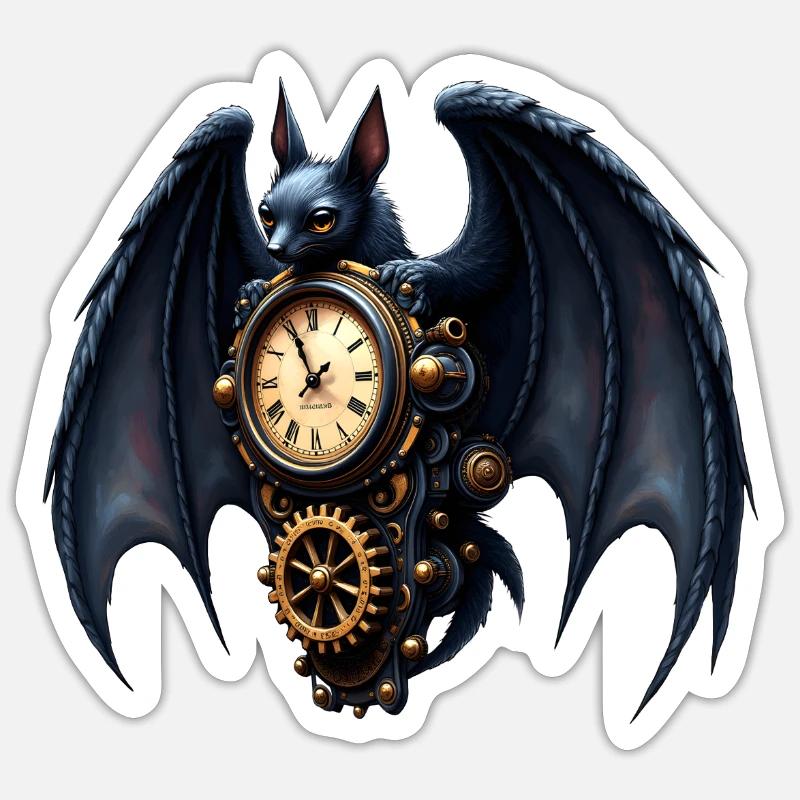 Steampunk watchmaker bat - Sticker size S (10 x 10 cm) - white matte