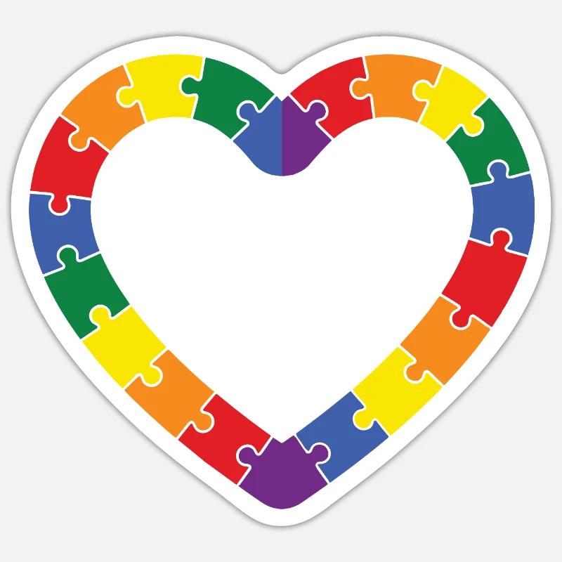 Conception de cœurs d’un puzzle pour l’autisme Sticker taille S (10 x 10 cm)