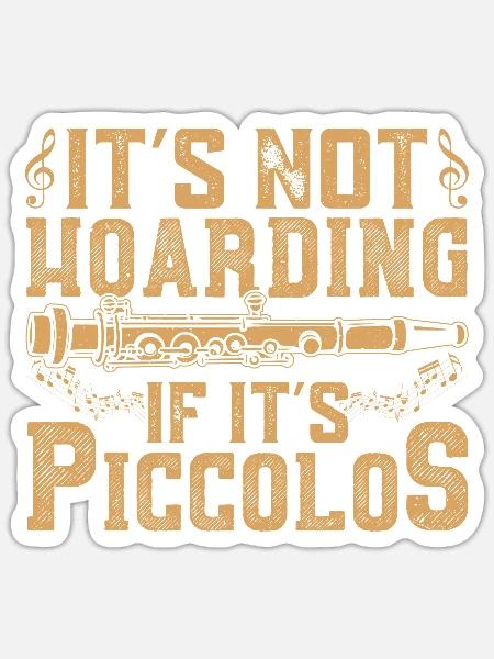 Piccolo-Spieler Marschband Orchester-Instrument - Sticker Größe S (10 x 10 cm) - Mattweiß