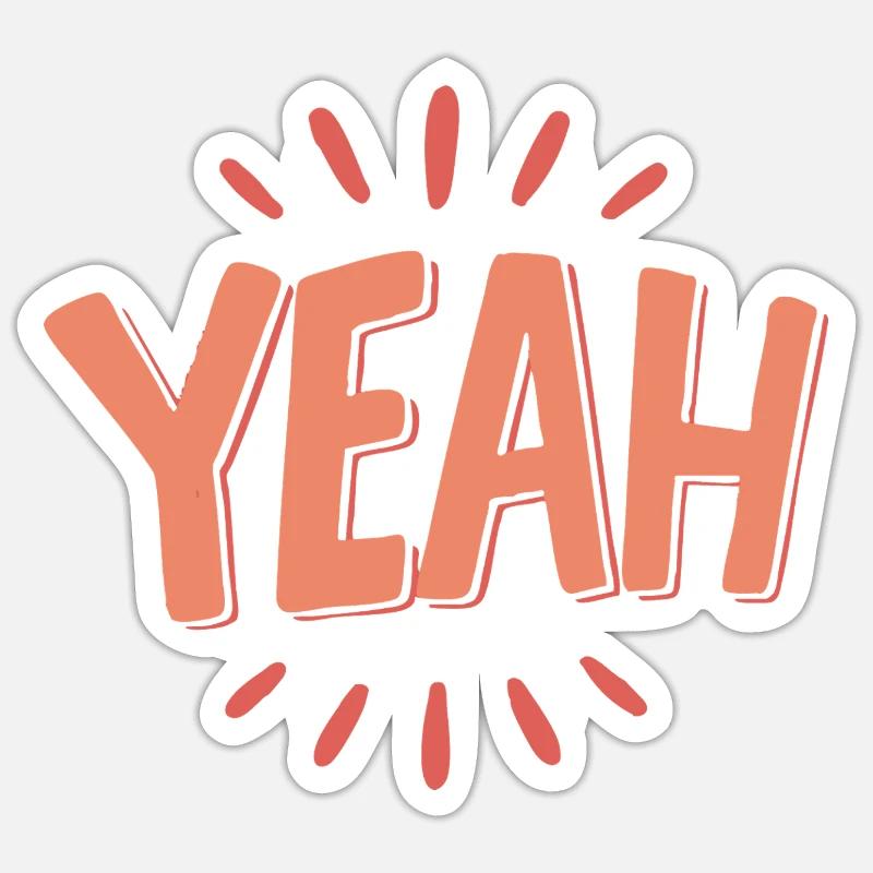 YEAH Peach  - Sticker Größe S (10 x 10 cm) - Mattweiß
